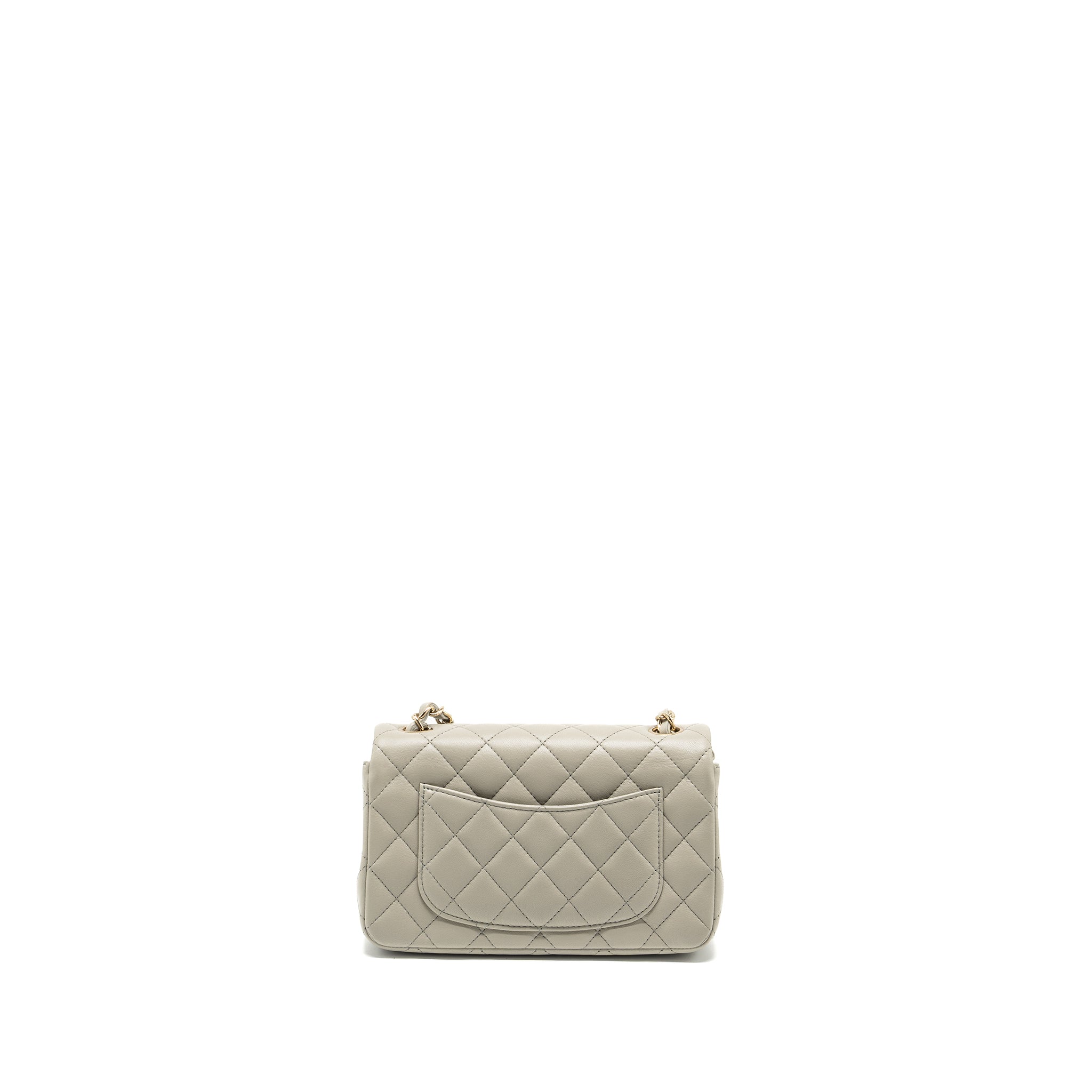 CHANEL 22C MINI RECTANGULAR FLAP BAG LAMBSKIN GREY LGHW (MICROCHIP)