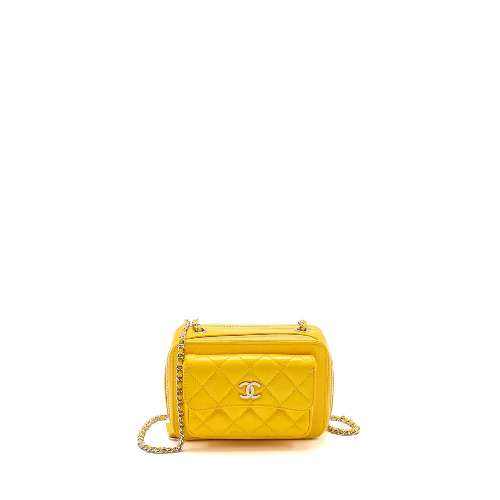 CHANEL POCKET BOX CAMERA BAG PATENT YELLOW SHW
