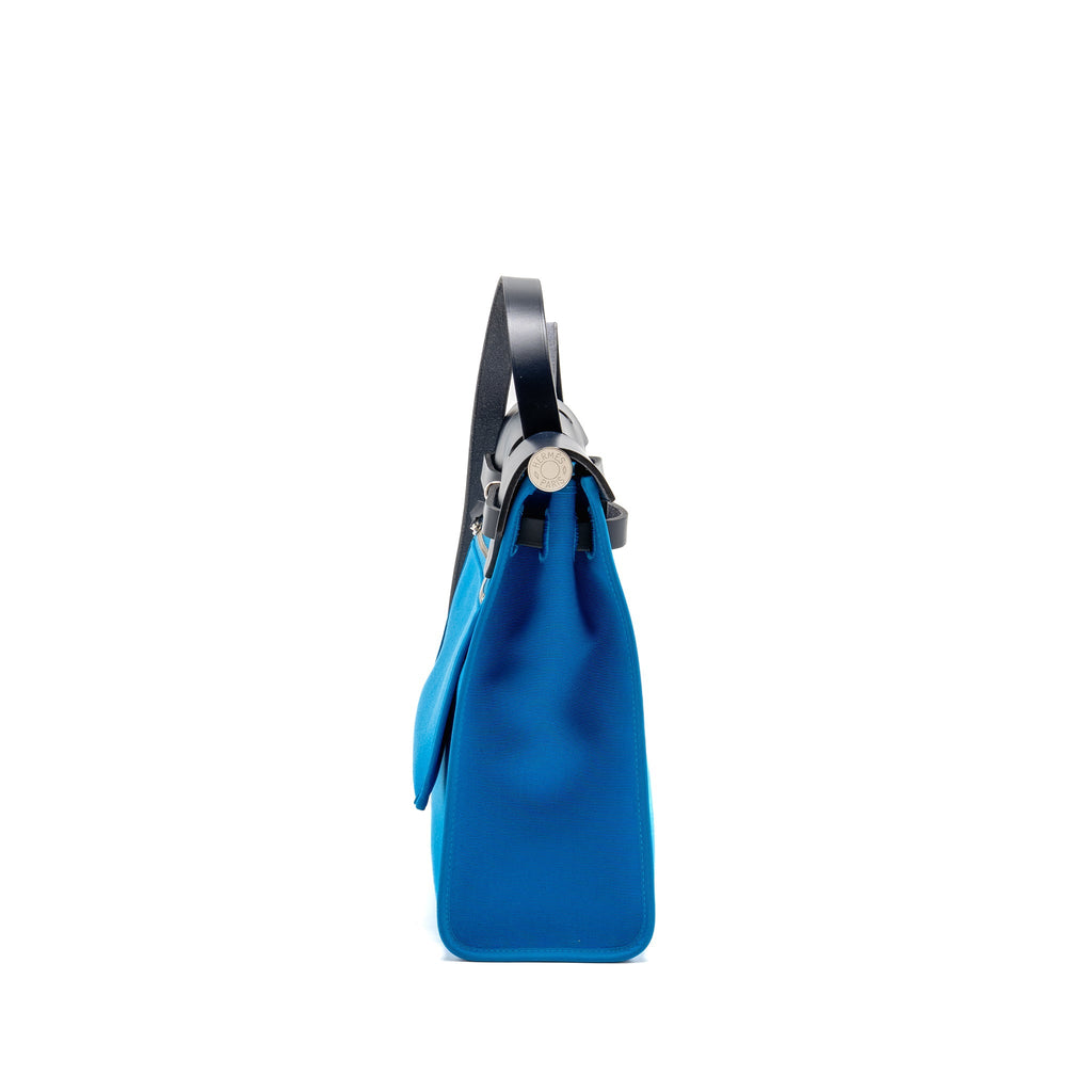 HERMES HERBAG 31 ZIP BAG CANVAS/HUNTER BLUE SHW