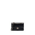 CHANEL SMALL CLASSIC FLAP BAG CHEVRON LAMBSKIN BLACK LGHW