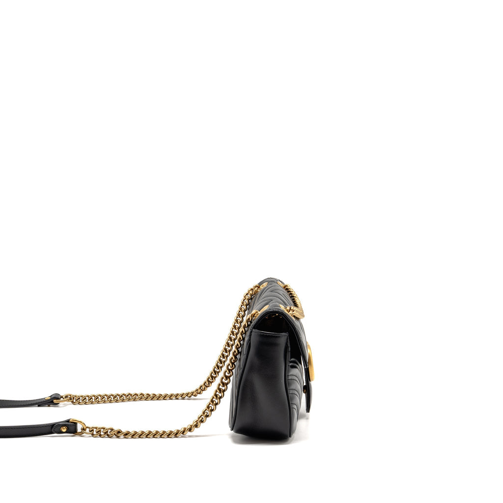GUCCI MEDIUM GG MARMONT SHOULDER BAG CALFSKIN BLACK GHW