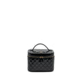 CHANEL TOP HANDLE VANITY CASE PATENT BLACK LGHW