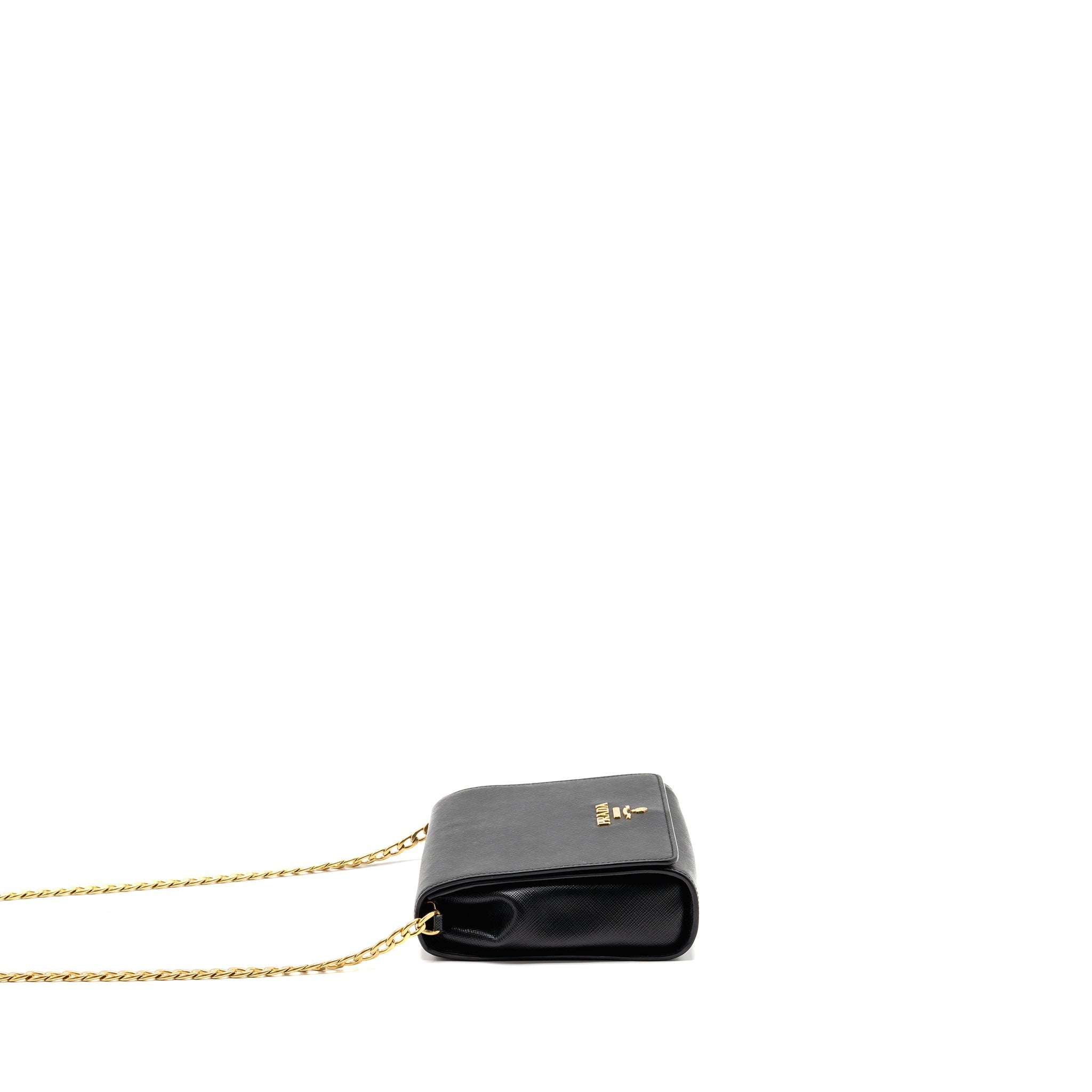 PRADA SAFFIANO CHAIN BAG CALFSKIN BLACK GHW