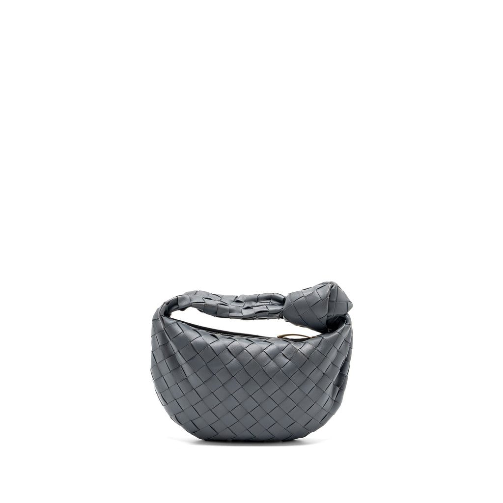 BOTTEGA VENETA MINI JODIE LAMBSKIN STORM GHW