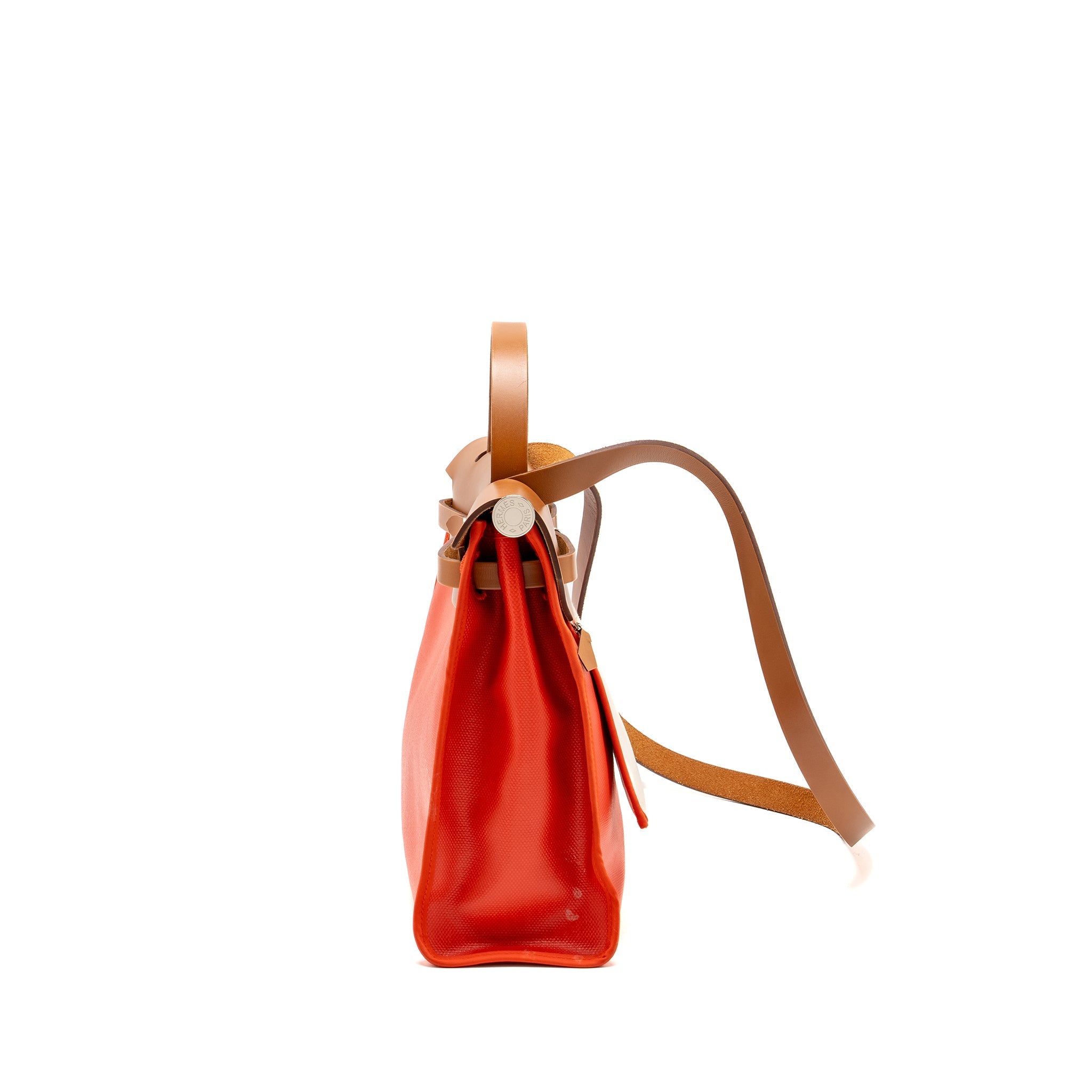 HERMES HERBAG 31 ZIP BAG TOILE H BERLINE CANVAS / HUNTER CAPUCINE-ECRU-BEIGE / FAUVE SHW
