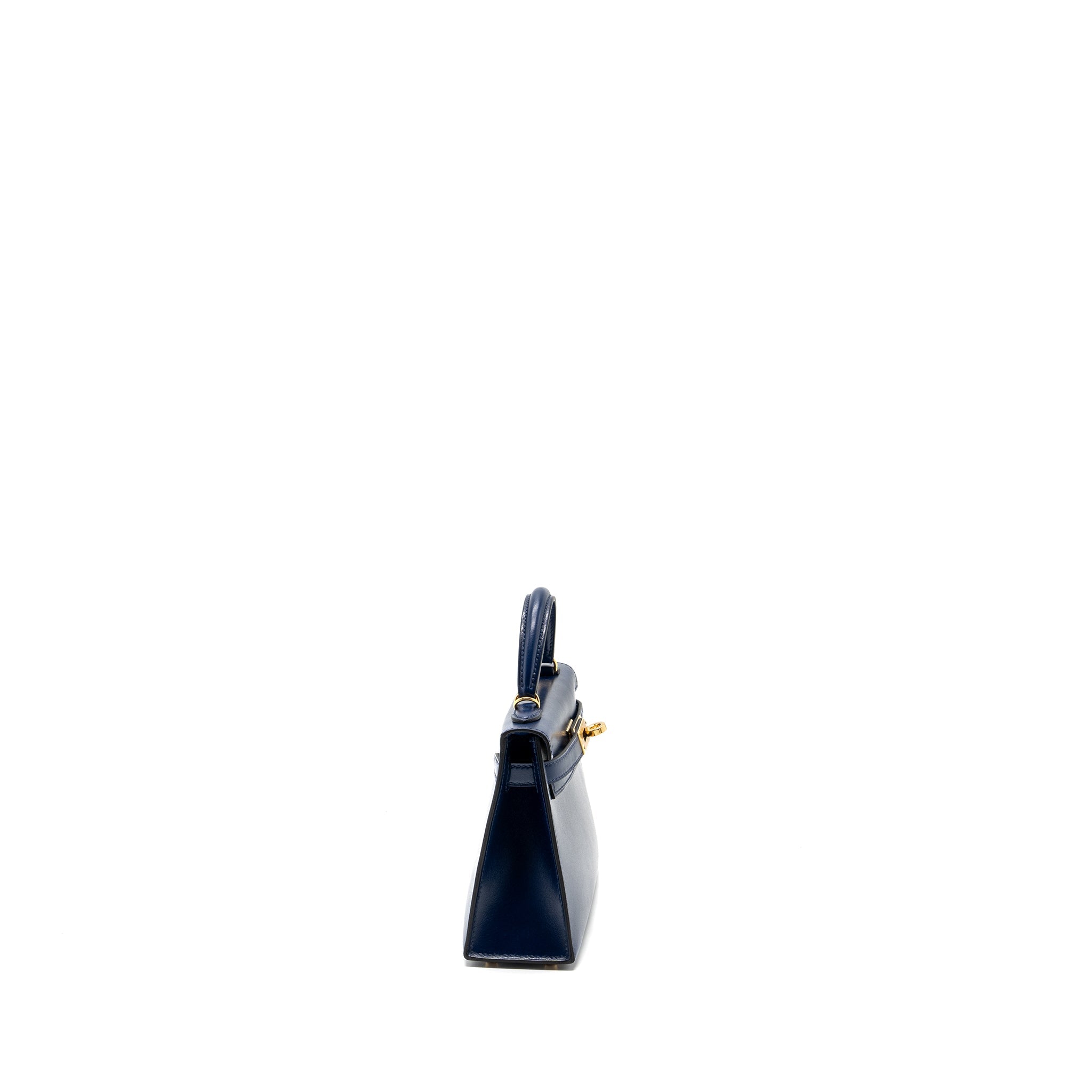 HERMES MINI KELLY II BOX CALFSKIN BLUE SAPHIR GHW
