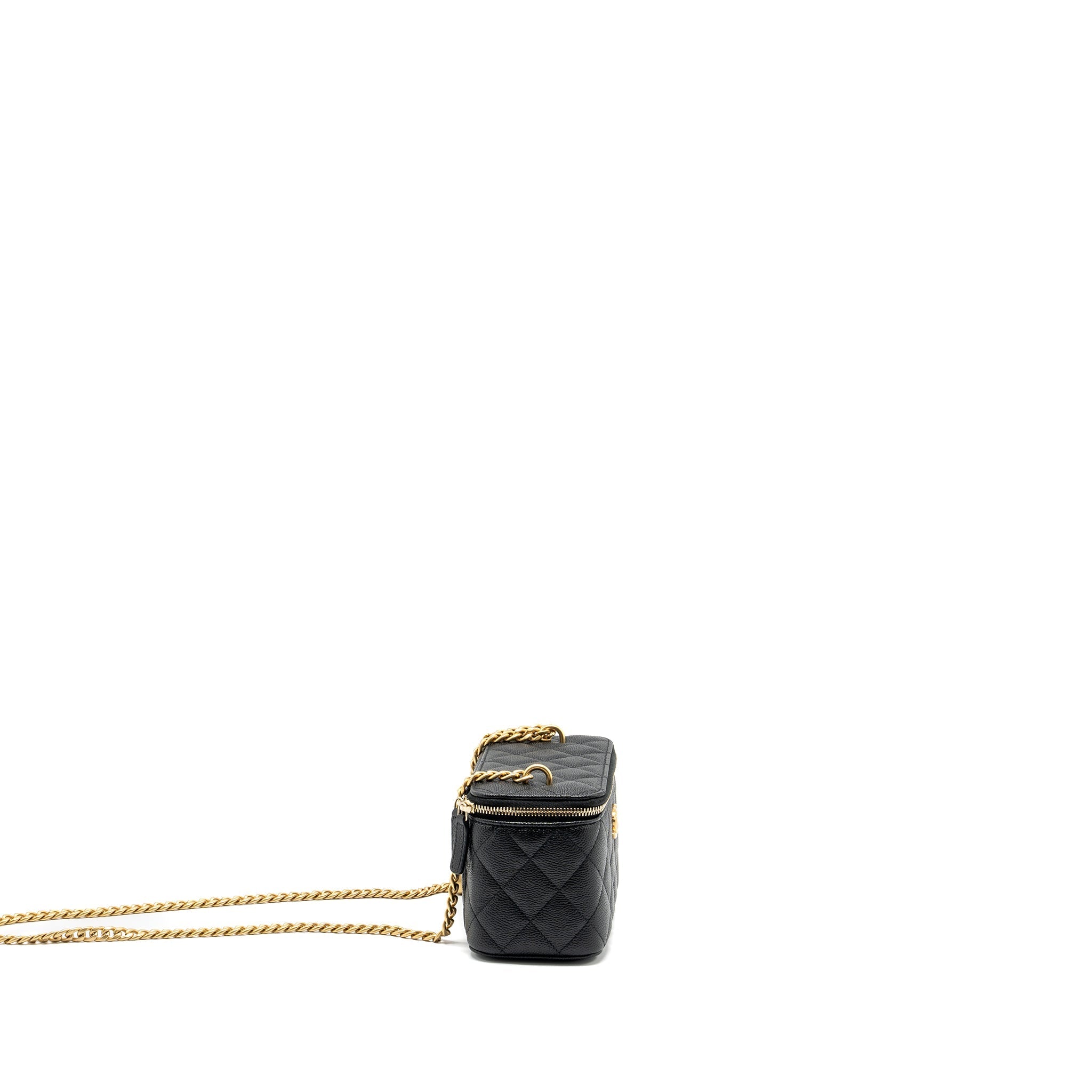 CHANEL COCO LOVE LONG VANITY WITH ADJUSTABLE CHAIN CAVIAR BLACK GHW (MICROCHIP)