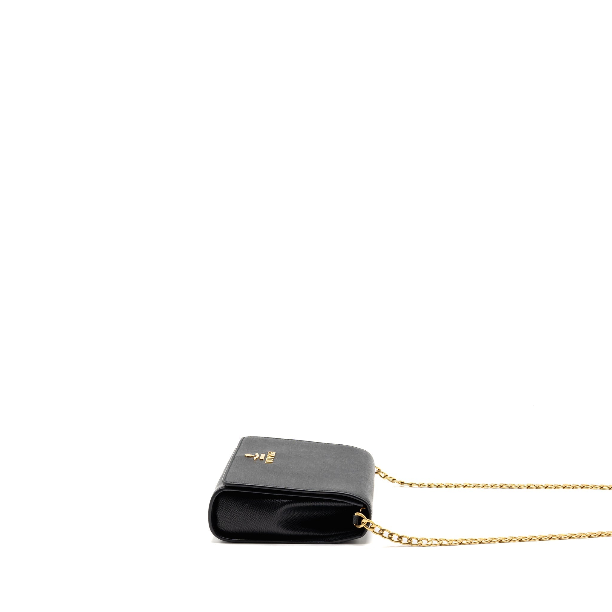 PRADA SAFFIANO CHAIN BAG CALFSKIN BLACK GHW