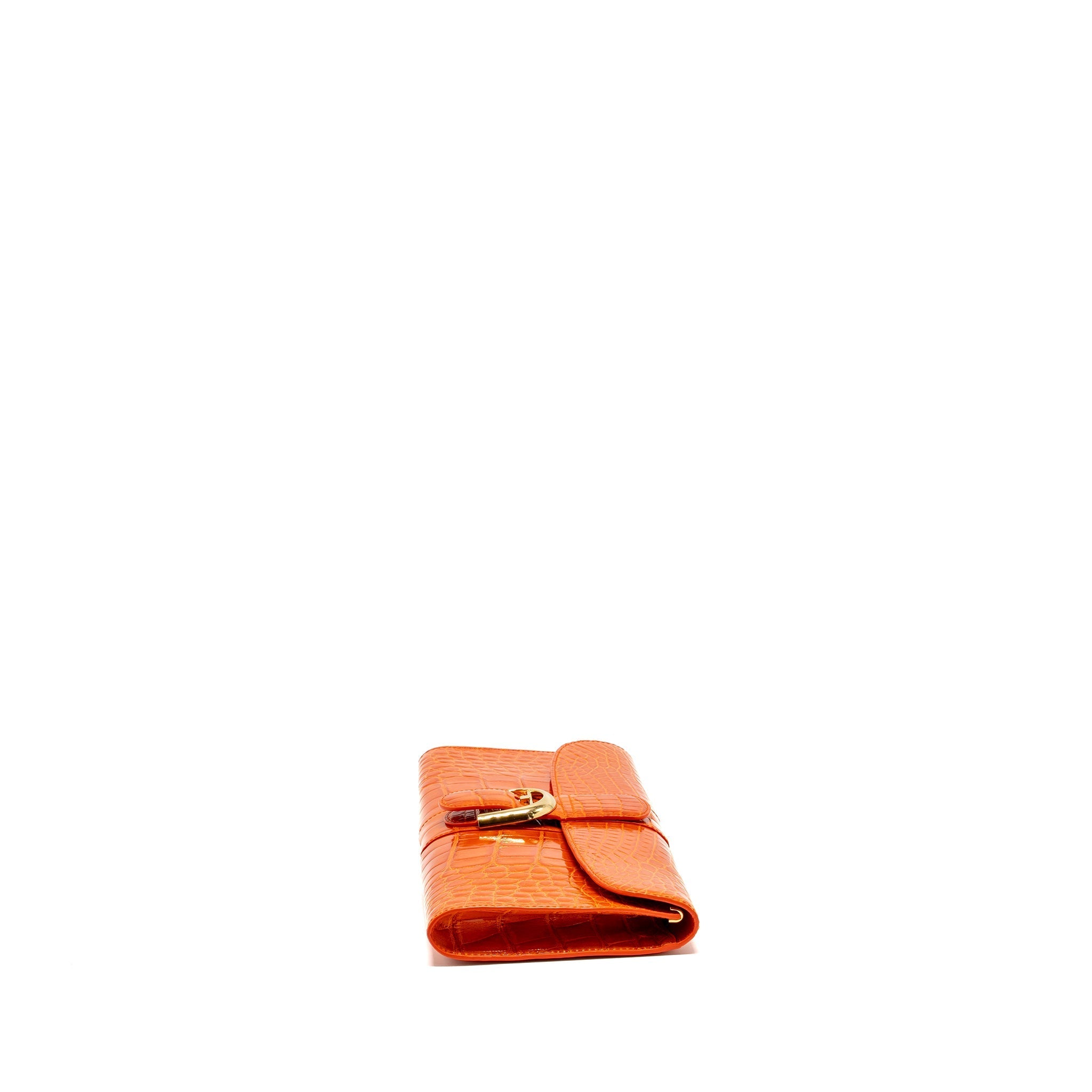 DELVAUX BRILLIANT POCHETTE ALLIGATOR PAPRIKA LGHW