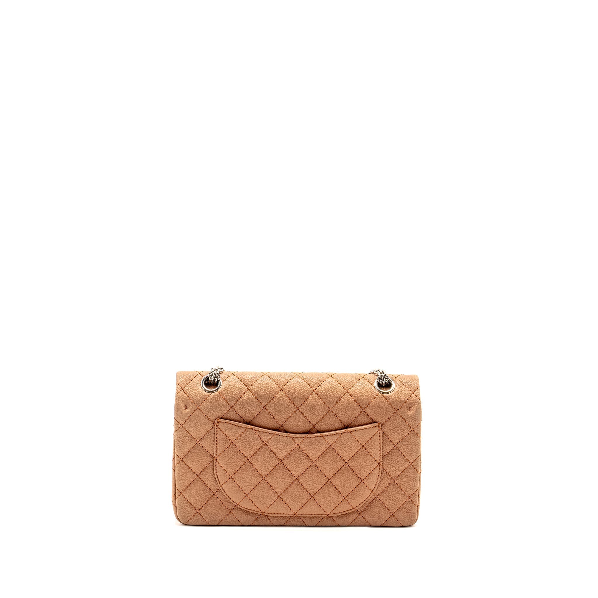 CHANEL SMALL 2.55 REISSUE FLAP BAG GRAINED CALFSKIN LIGHT BROWN SHW