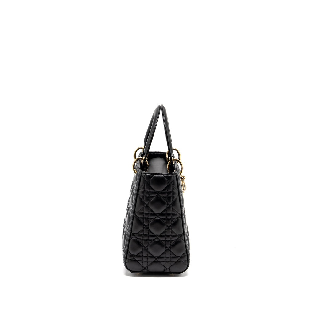 DIOR MEDIUM LADY DIOR LAMBSKIN BLACK LGHW