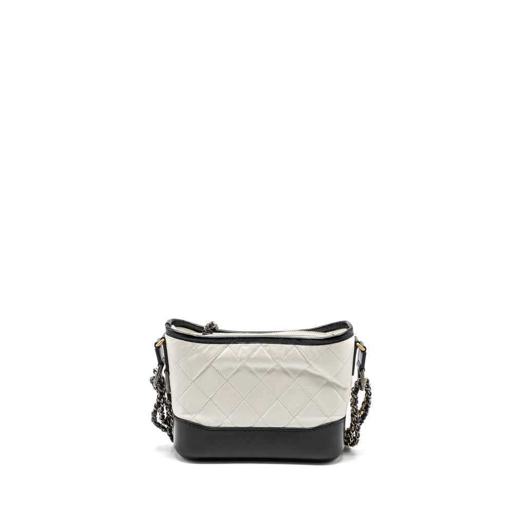 CHANEL SMALL GABRIELLE HOBO BAG AGED CALFSKIN WHITE MULTICOLOUR HARDWARE