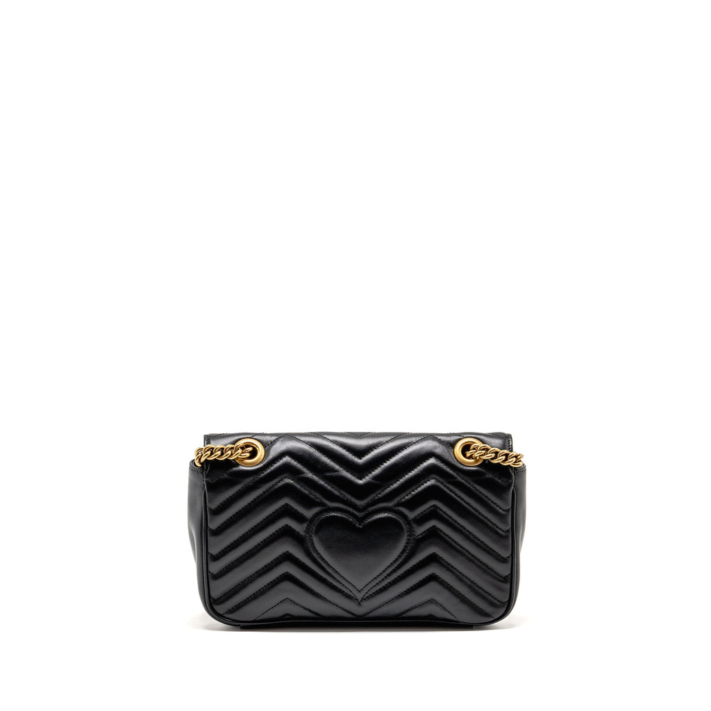 GUCCI MEDIUM GG MARMONT SHOULDER BAG CALFSKIN BLACK GHW