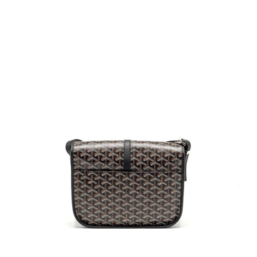 GOYARD BELVEDERE MM MESSENGER BAG GOYARDINE CANVAS/CALFSKIN BLACK SHW