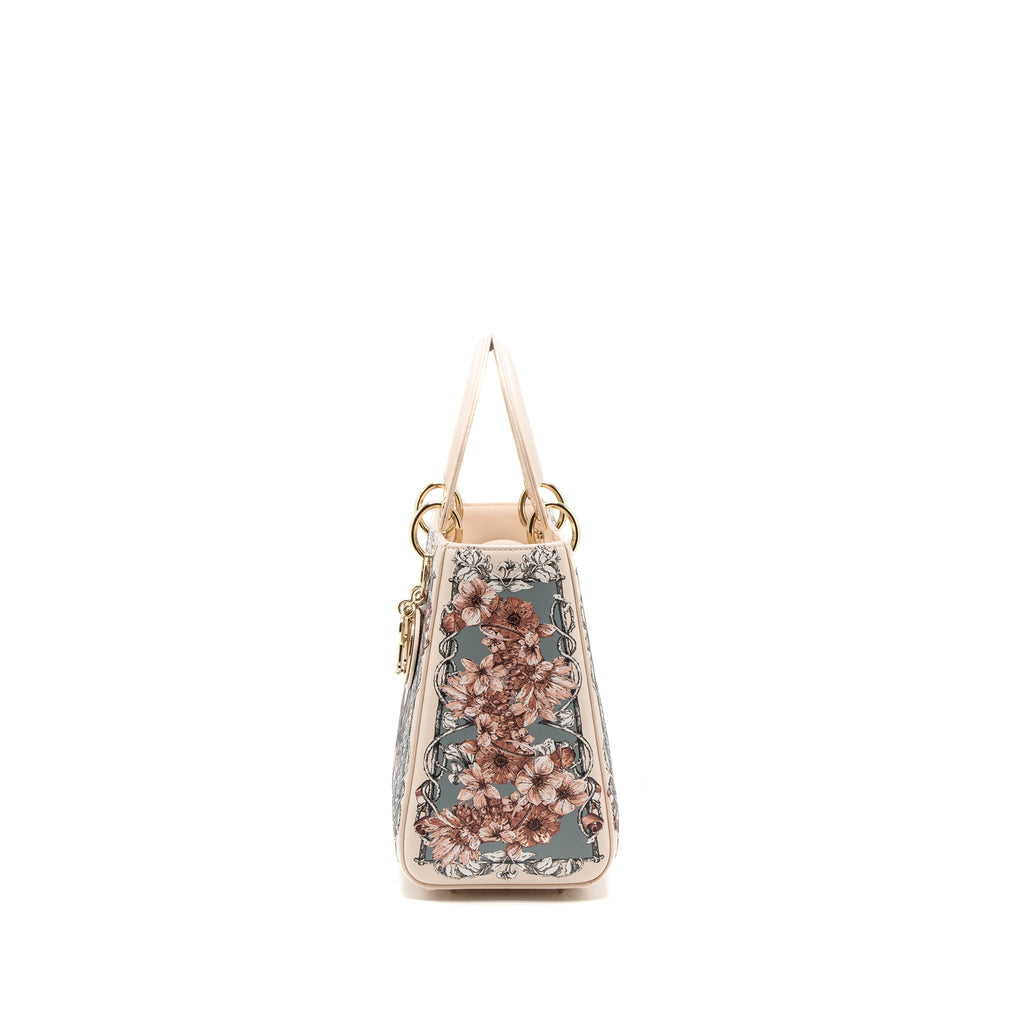 DIOR MEDIUM LADY DIOR BAG LIMITED EDITION CALFSKIN PINK/MULTICOLOUR LGHW