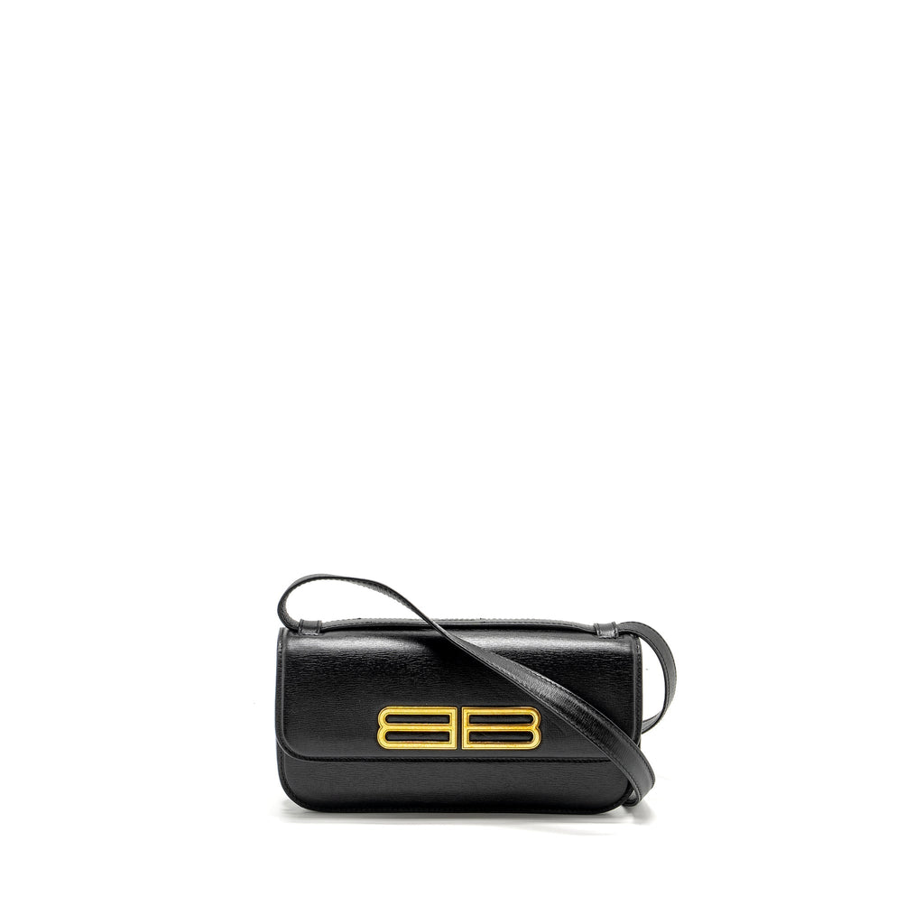 BALENCIAGA GOSSIP SHOULDER BAG CALFSKIN BLACK GHW