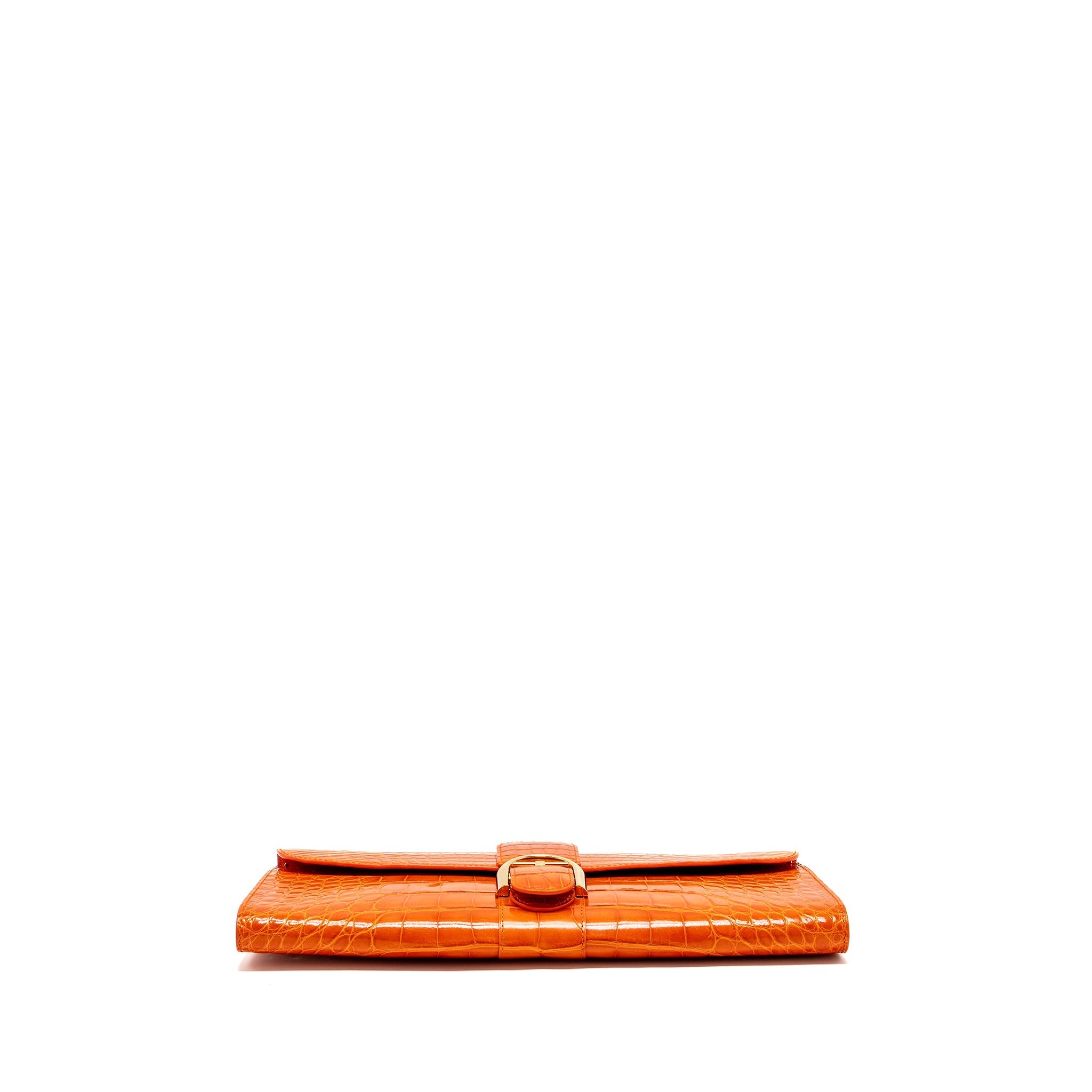 DELVAUX BRILLIANT POCHETTE ALLIGATOR PAPRIKA LGHW