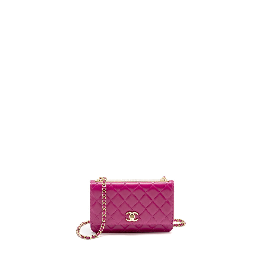 CHANEL TRENDY CC WALLET ON CHAIN LAMBSKIN FUCHSIA GHW