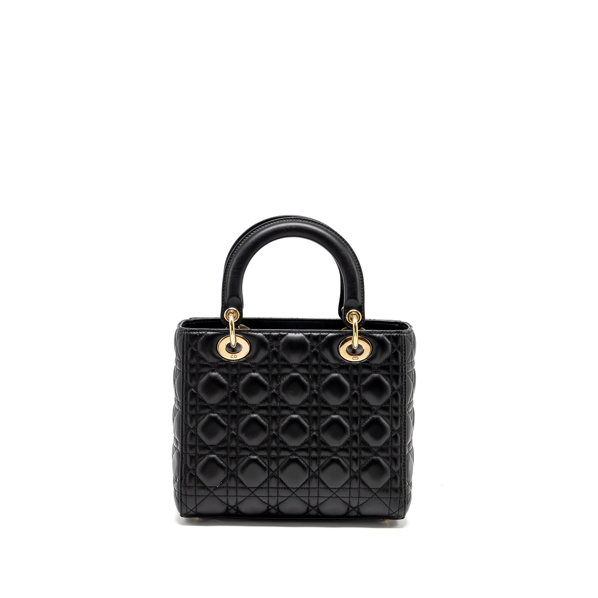 DIOR MEDIUM LADY DIOR LAMBSKIN BLACK LGHW