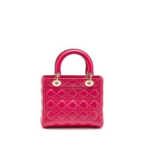 DIOR MEDIUM LADY DIOR LAMBSKIN PINK GHW