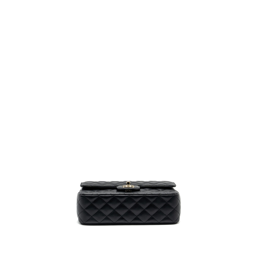 CHANEL CRYSTAL DETAILED TOP HANDLE FLAP BAG LAMBSKIN BLACK GHW (MICROCHIP)