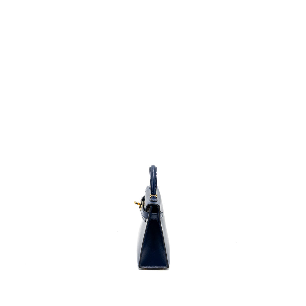 HERMES MINI KELLY II BOX CALFSKIN BLUE SAPHIR GHW