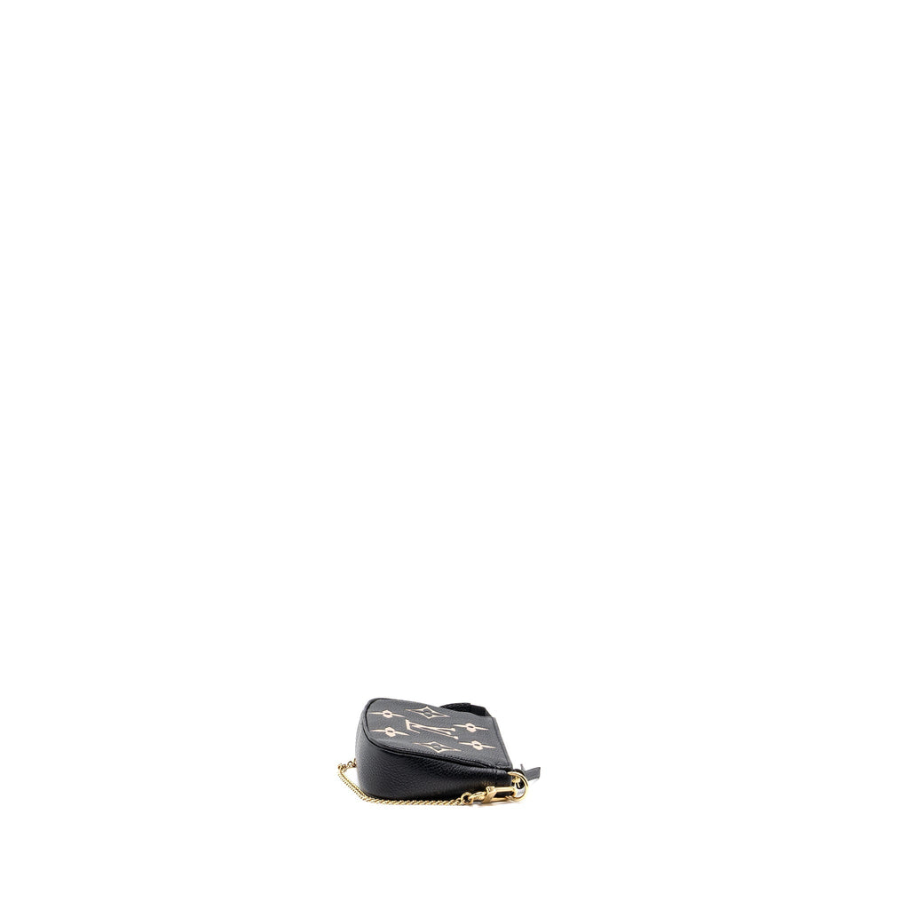 LOUIS VUITTON MINI POCHETTE ACCESSORIES MONOGRAM EMPREINTE BLACK/ BEIGE GHW