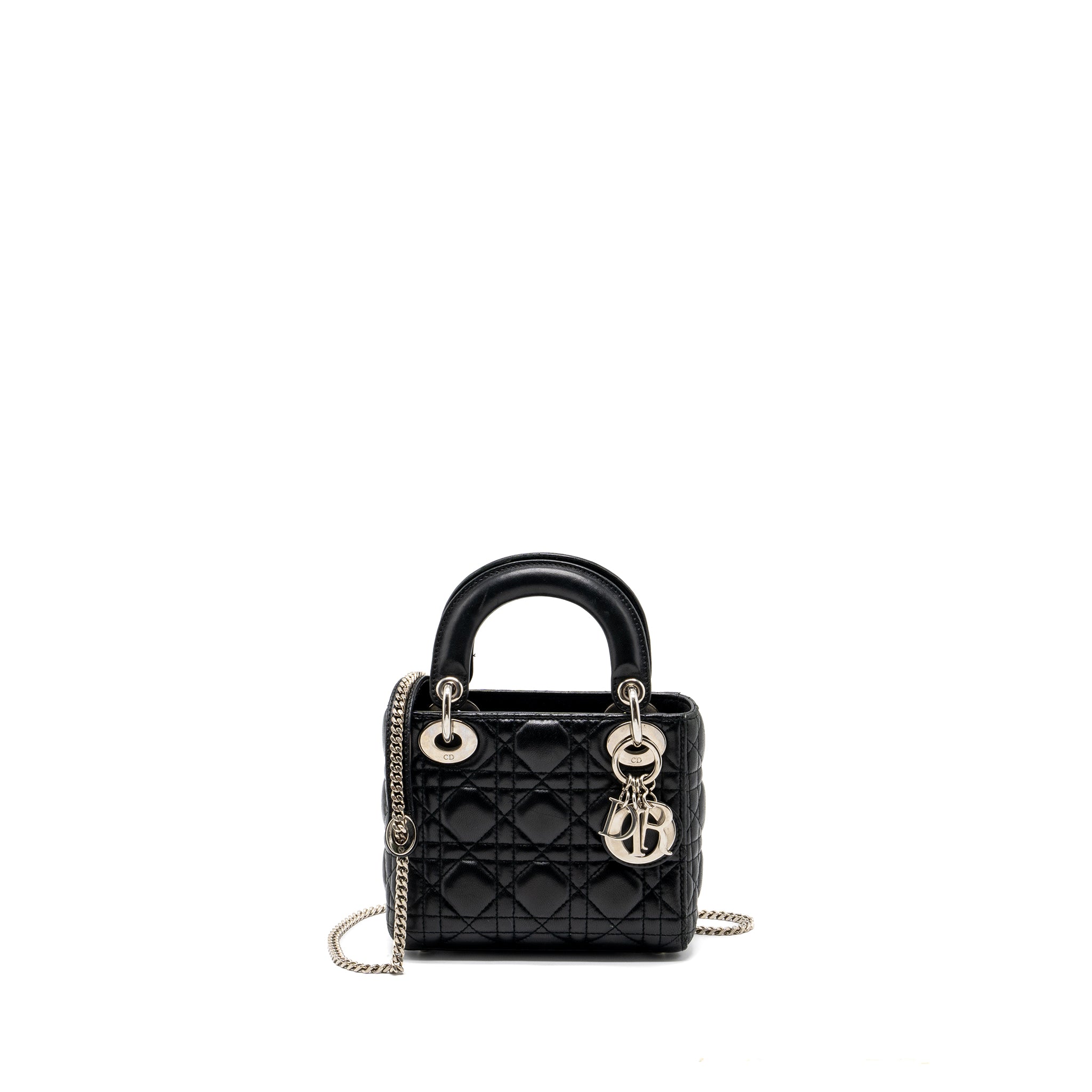 DIOR MINI LADY DIOR LAMBSKIN BLACK SHW