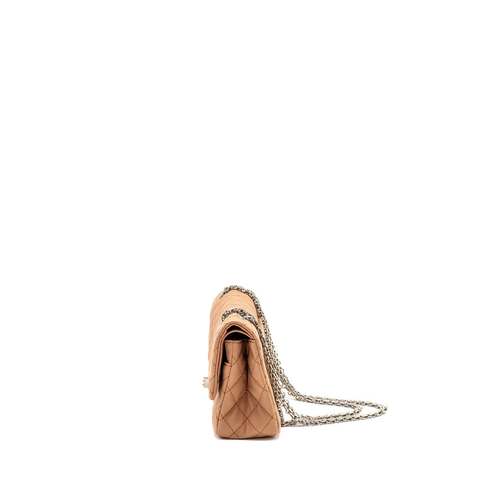 CHANEL SMALL 2.55 REISSUE FLAP BAG GRAINED CALFSKIN LIGHT BROWN SHW
