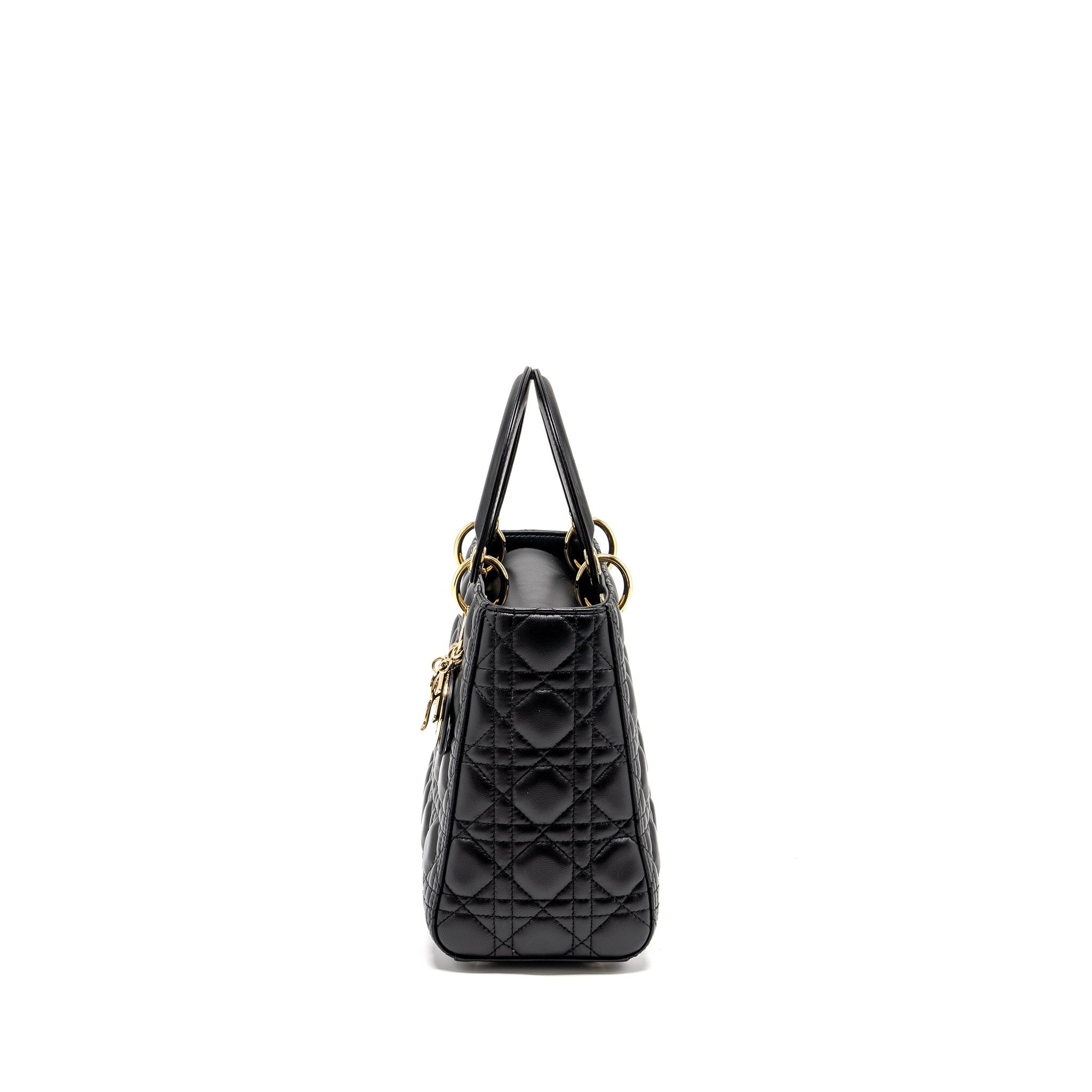 DIOR MEDIUM LADY DIOR LAMBSKIN BLACK LGHW