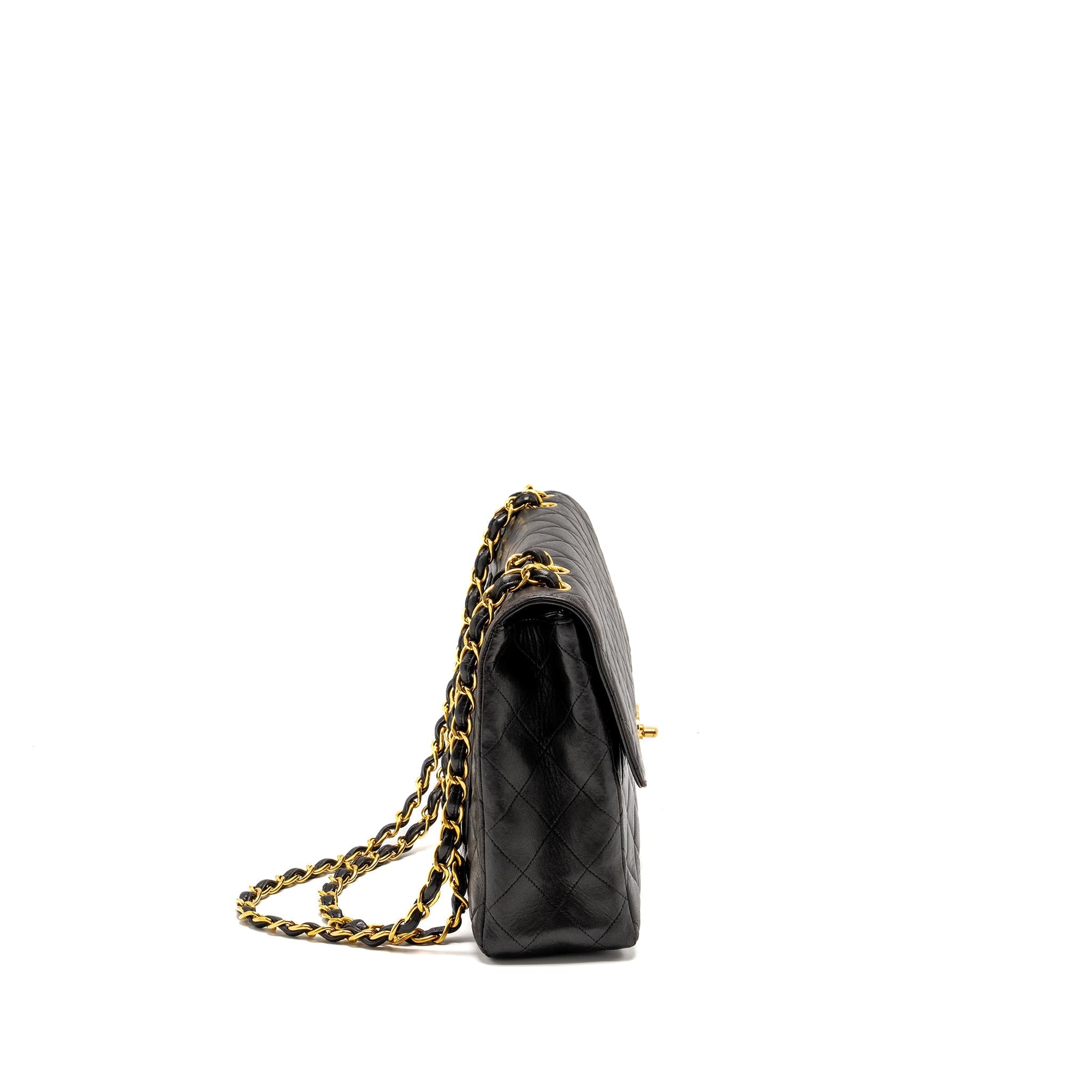 CHANEL VINTAGE JUMBO CLASSIC DOUBLE FLAP BAG LAMBSKIN BLACK GHW