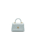 CHANEL SMALL COCO HANDLE CAVIAR METALLIC LIGHT BLUE BRUSHED GHW (MICROCHIP)