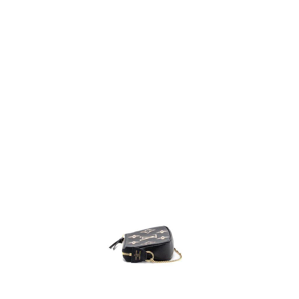 LOUIS VUITTON MINI POCHETTE ACCESSORIES MONOGRAM EMPREINTE BLACK/ BEIGE GHW