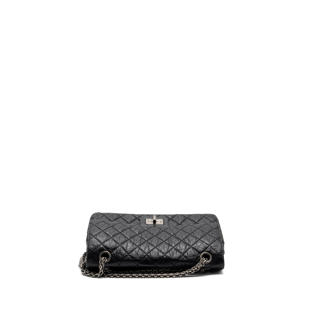 CHANEL SMALL 2.55 REISSUE FLAP BAG AGED CALFSKIN BLACK RUTHENIUM SHW