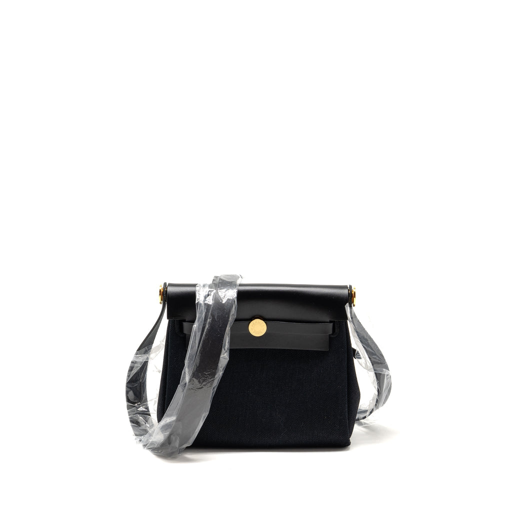 HERMES HERBAG MINI CANVAS / HUNTER BLACK GHW