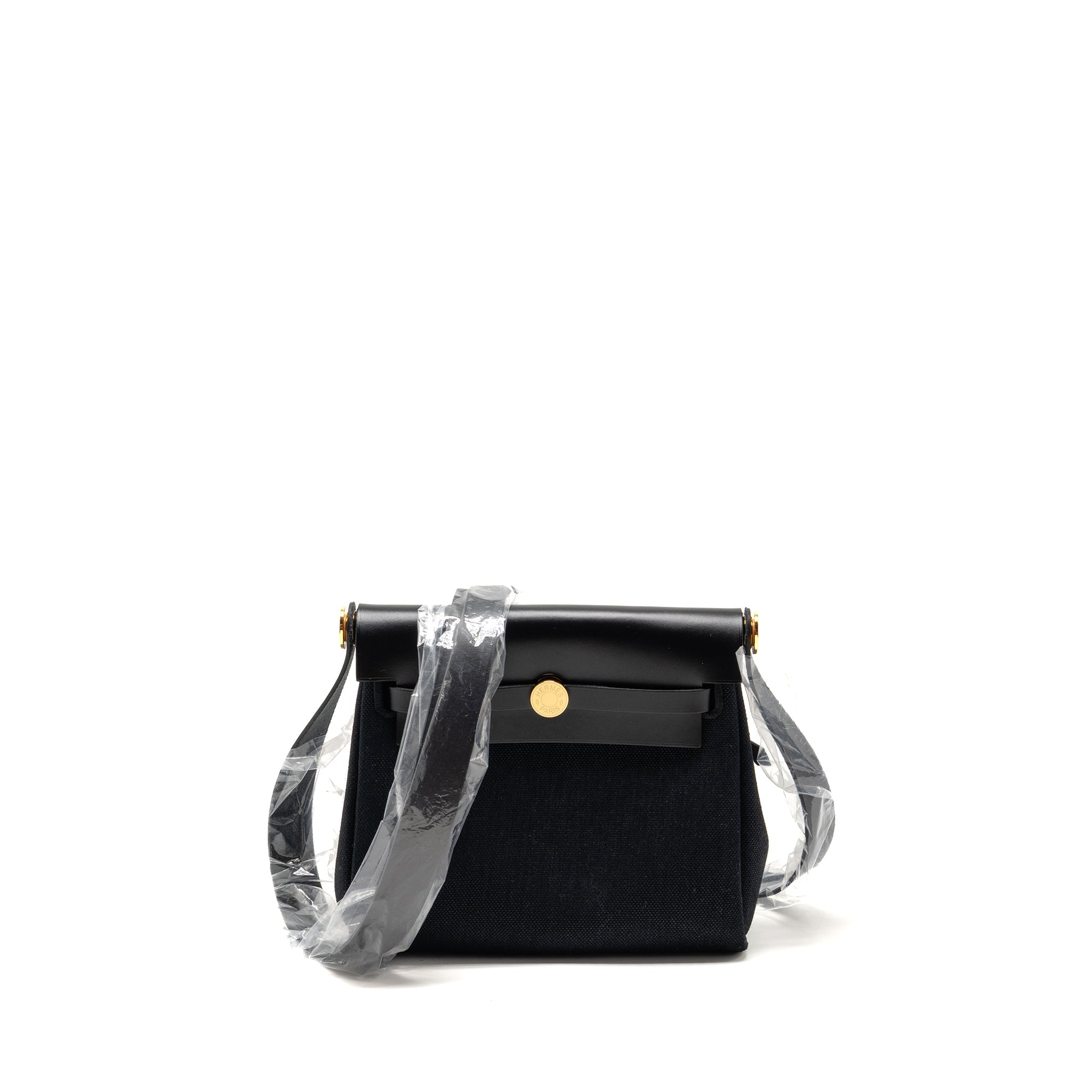 HERMES HERBAG MINI CANVAS/HUNTER BLACK GHW
