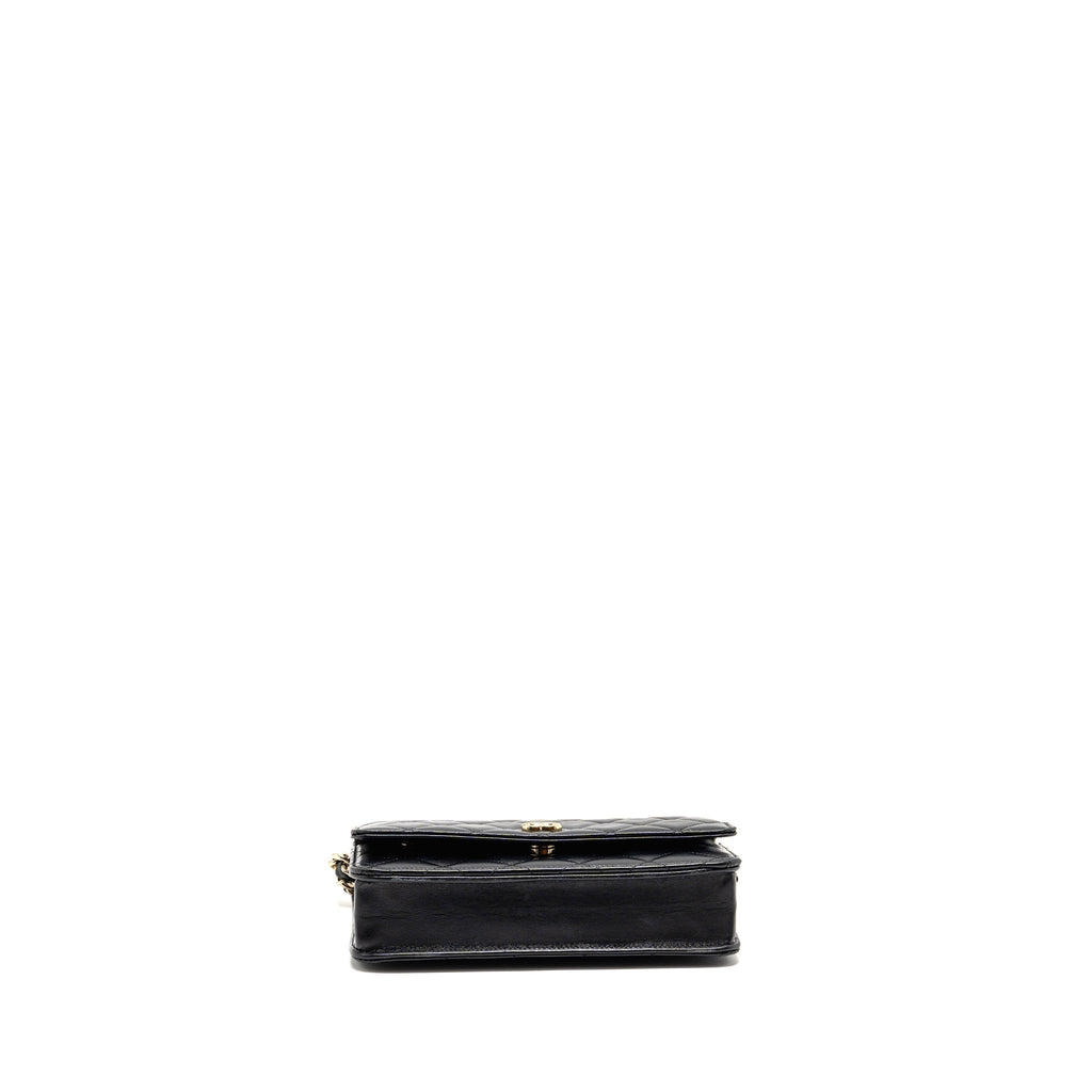 CHANEL COCO CHARM WALLET ON CHAIN LAMBSKIN BLACK LGHW