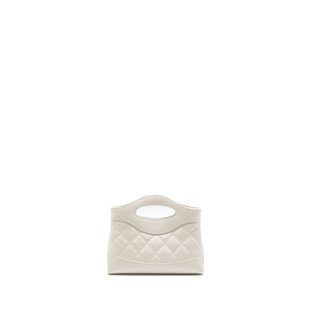 CHANEL MINI 31 CLUTCH WITH CHAIN SHINY CALFSKIN WHITE LGHW (MICROCHIP)