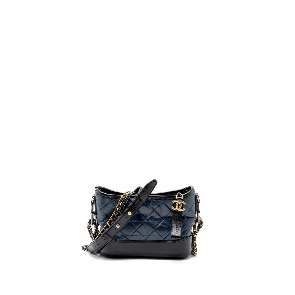 CHANEL SMALL GABRIELLE HOBO BAG CALFSKIN BLUE / BLACK MULTICOLOR HARDWARE