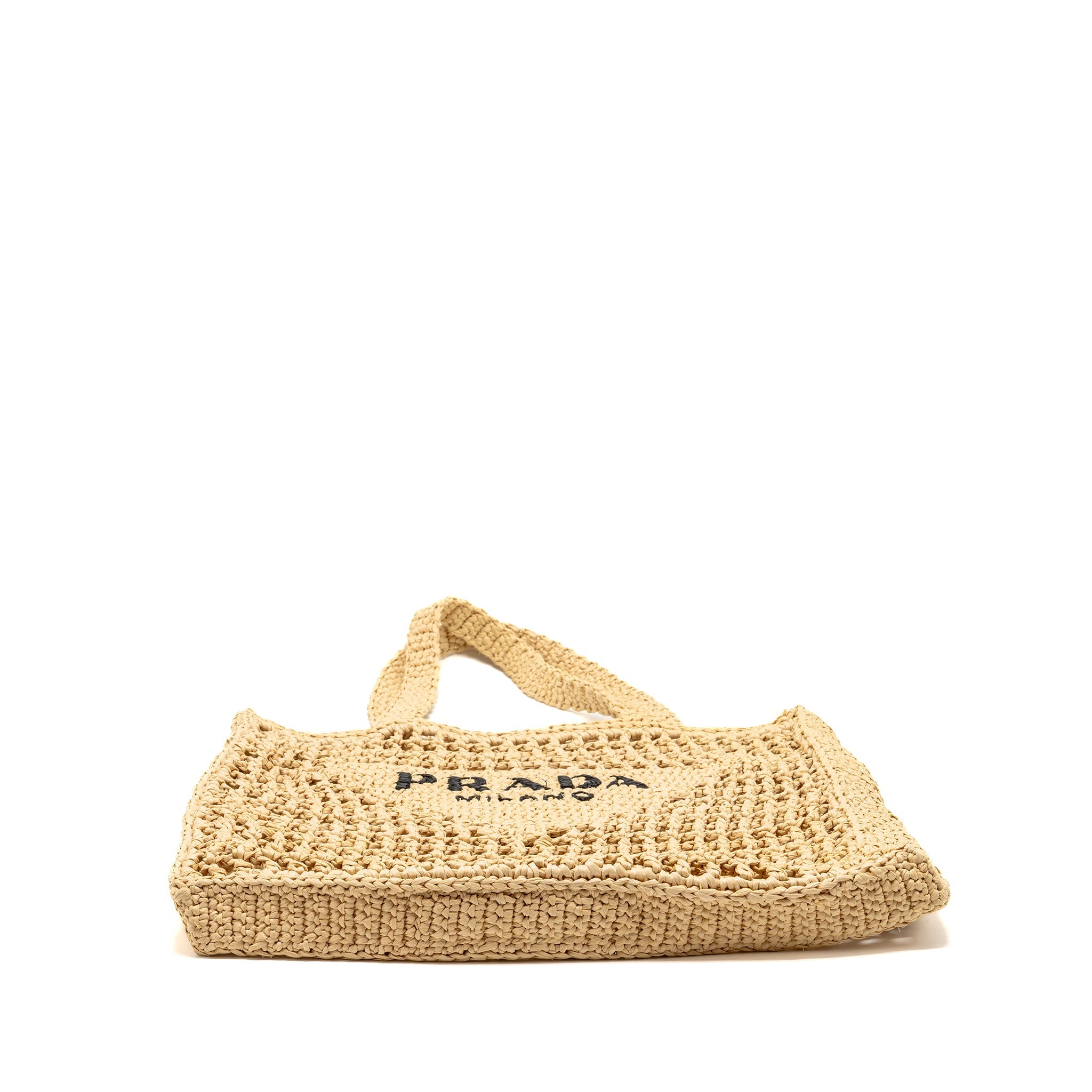 PRADA CROCHET TOTE BAG RAFFIA NATURAL