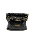 CHANEL MEDIUM 22 BAG SHINY CALFSKIN BLACK GHW (MICROCHIP)
