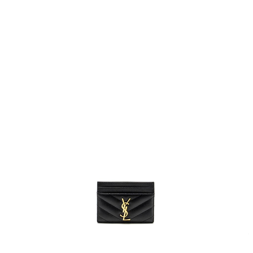SAINT LAURENT CARD CASE CALFSKIN BLACK GHW