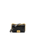 CHANEL SMALL BOY BAG CALFSKIN BLACK GHW (MICROCHIP)