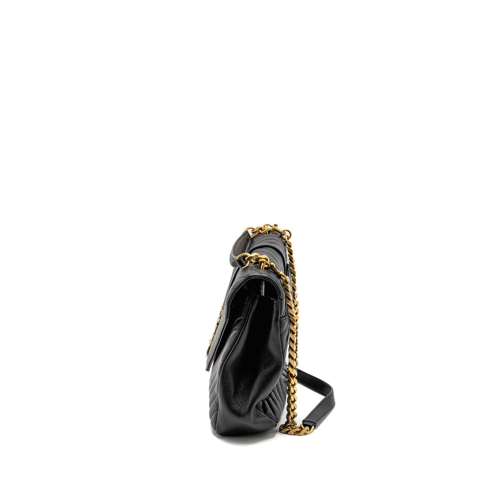 SAINT LAURENT/YSL LARGE COLLEGE BAG MATELASSE LEATHER BLACK GHW