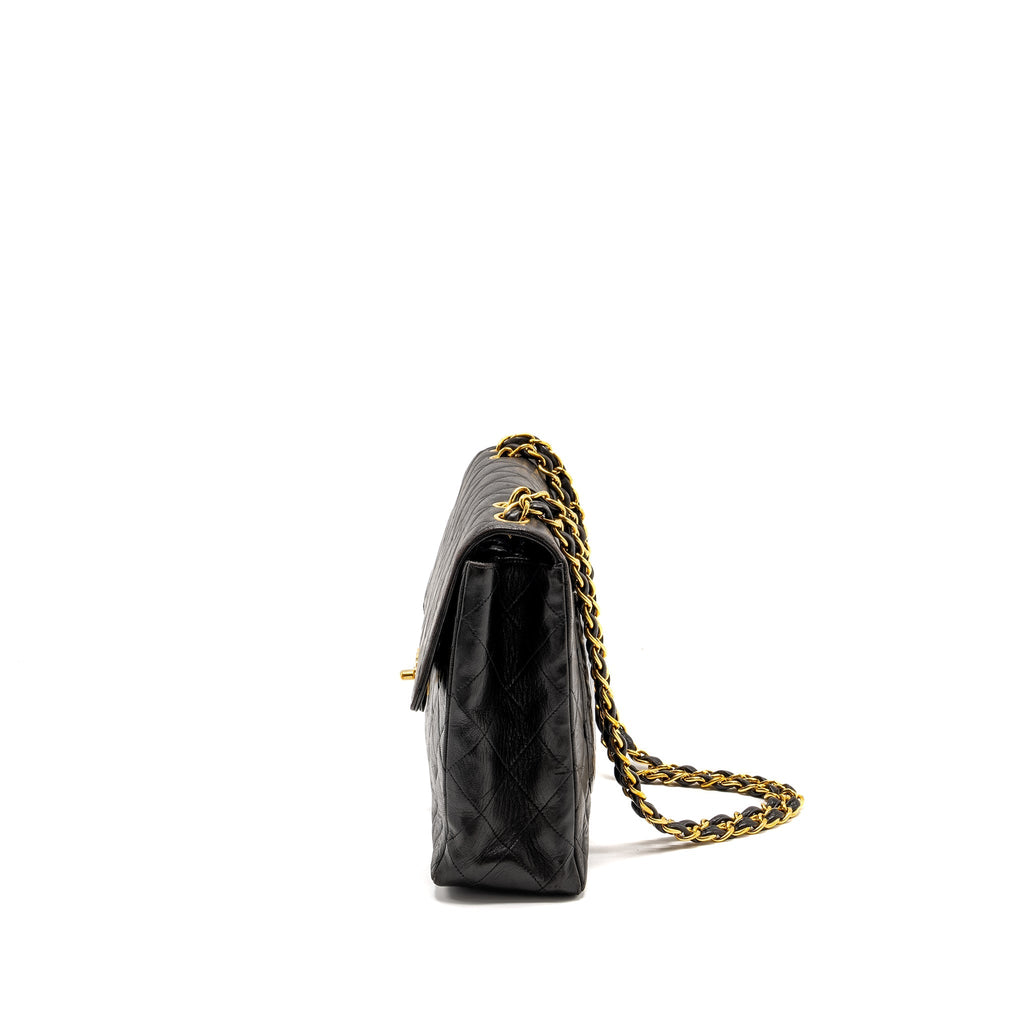 CHANEL VINTAGE JUMBO CLASSIC DOUBLE FLAP BAG LAMBSKIN BLACK GHW