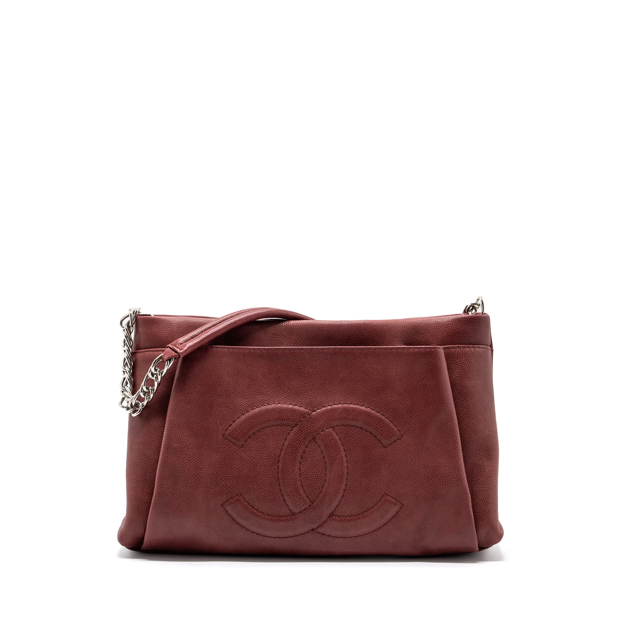 CHANEL TOTE BAG GRAIN CALFSKIN RED SHW