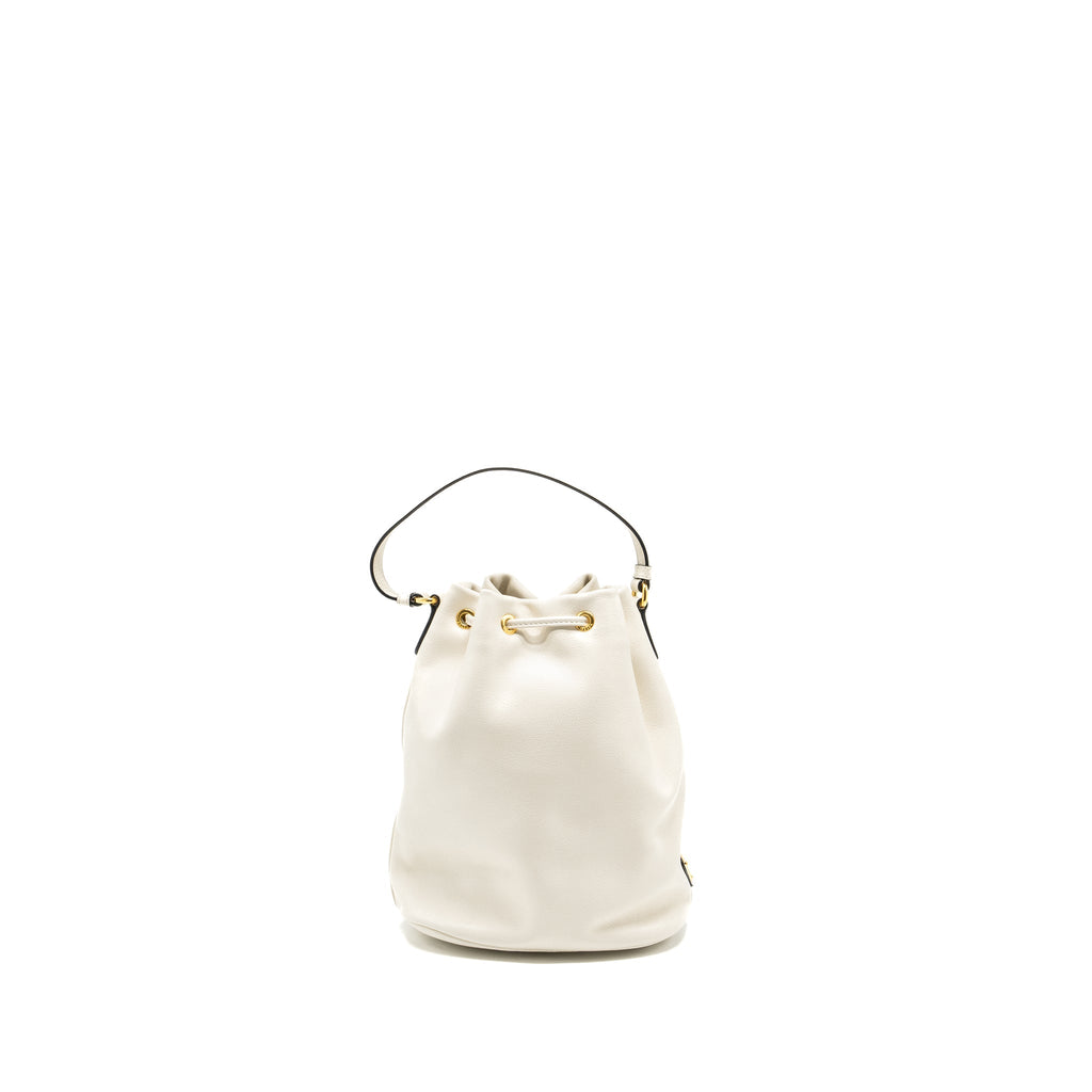 PRADA DRAWSTRING BUCKET BAG CALFSKIN WHITE GHW