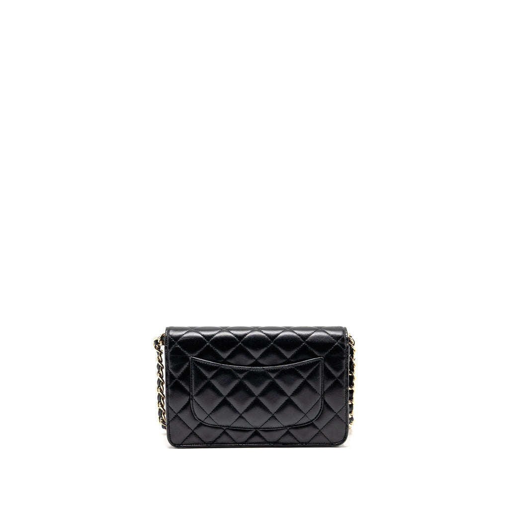 CHANEL COCO CHARM WALLET ON CHAIN LAMBSKIN BLACK LGHW