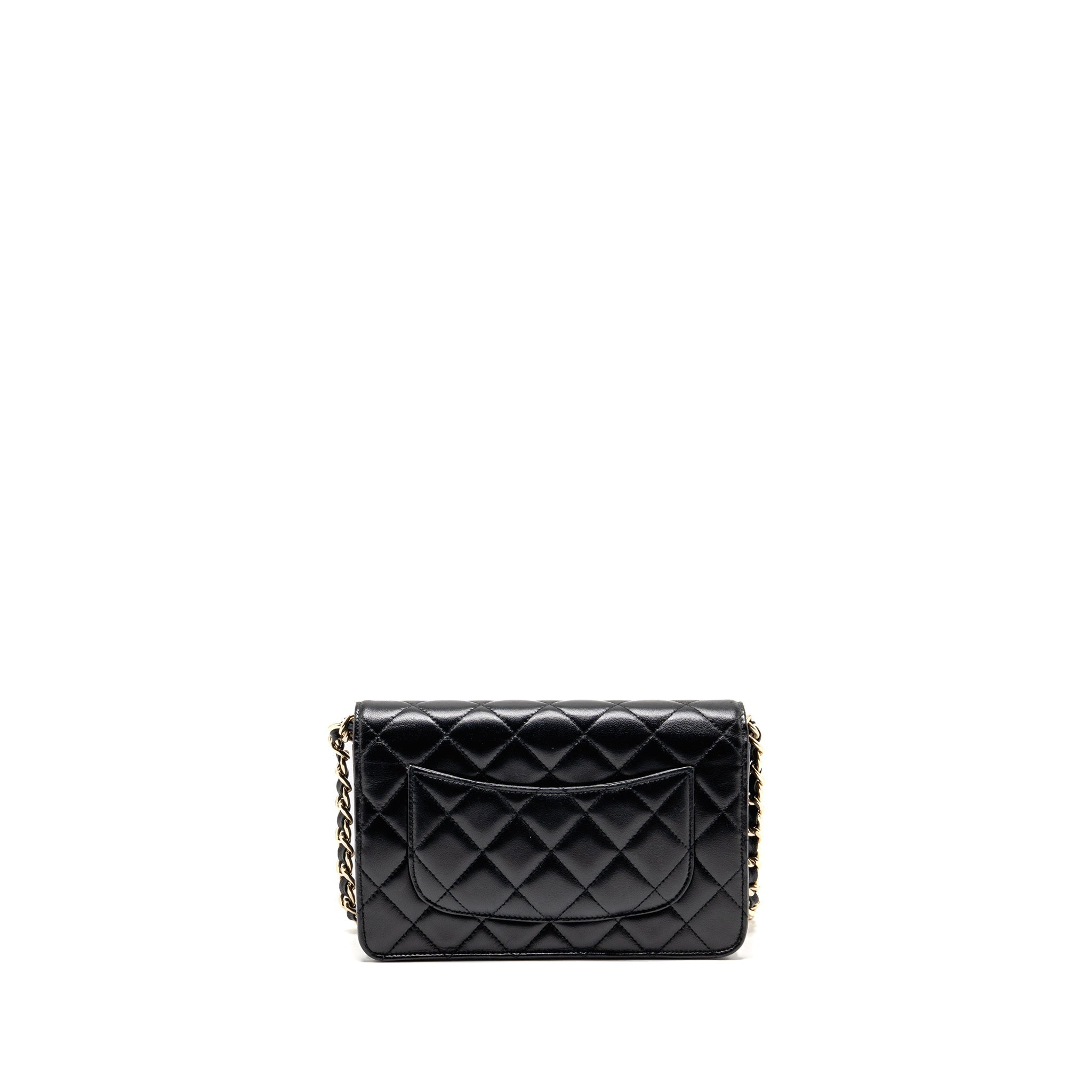 CHANEL COCO CHARM WALLET ON CHAIN LAMBSKIN BLACK LGHW