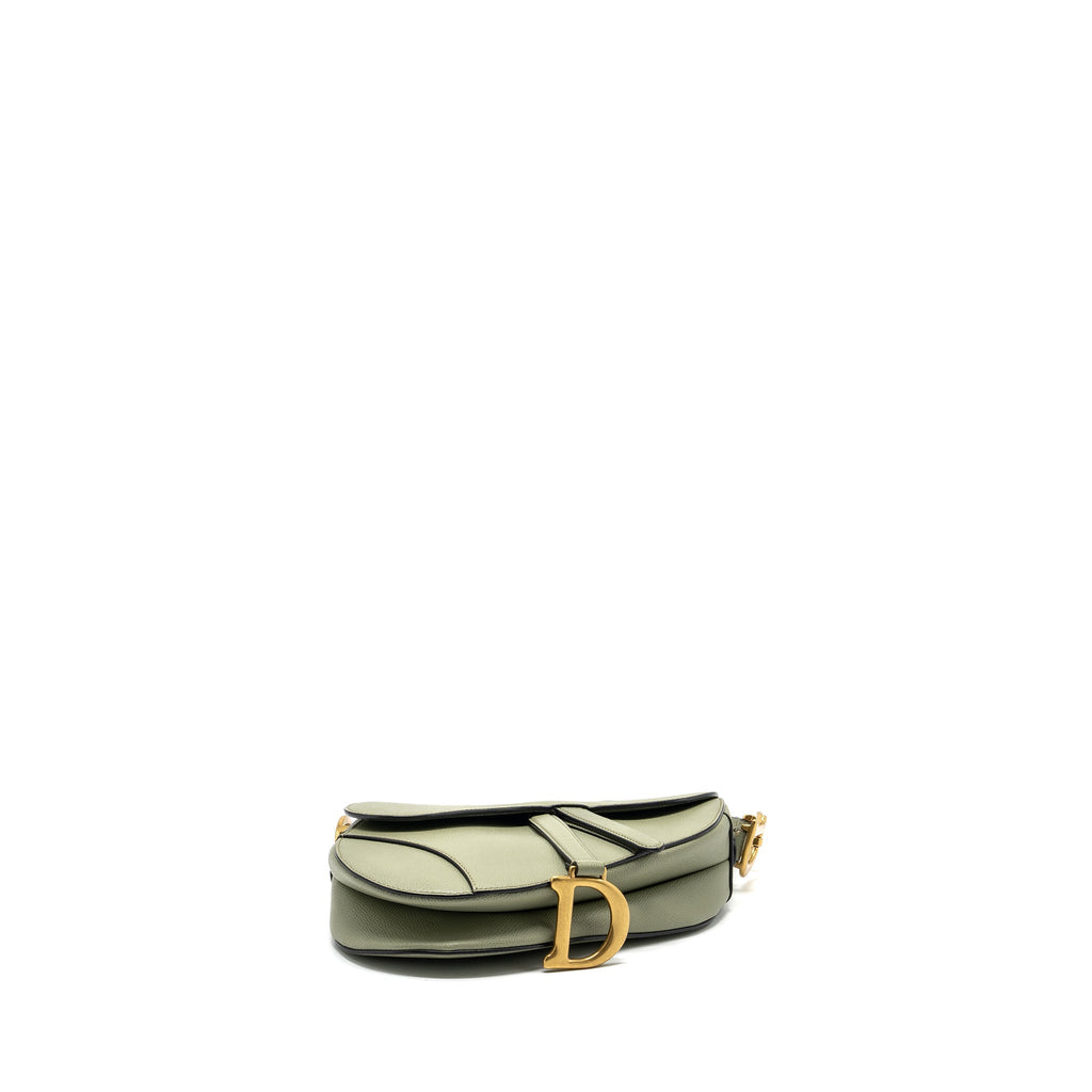 DIOR MEDIUM SADDLE BAG GRAINED CALFSKIN GREEN GHW